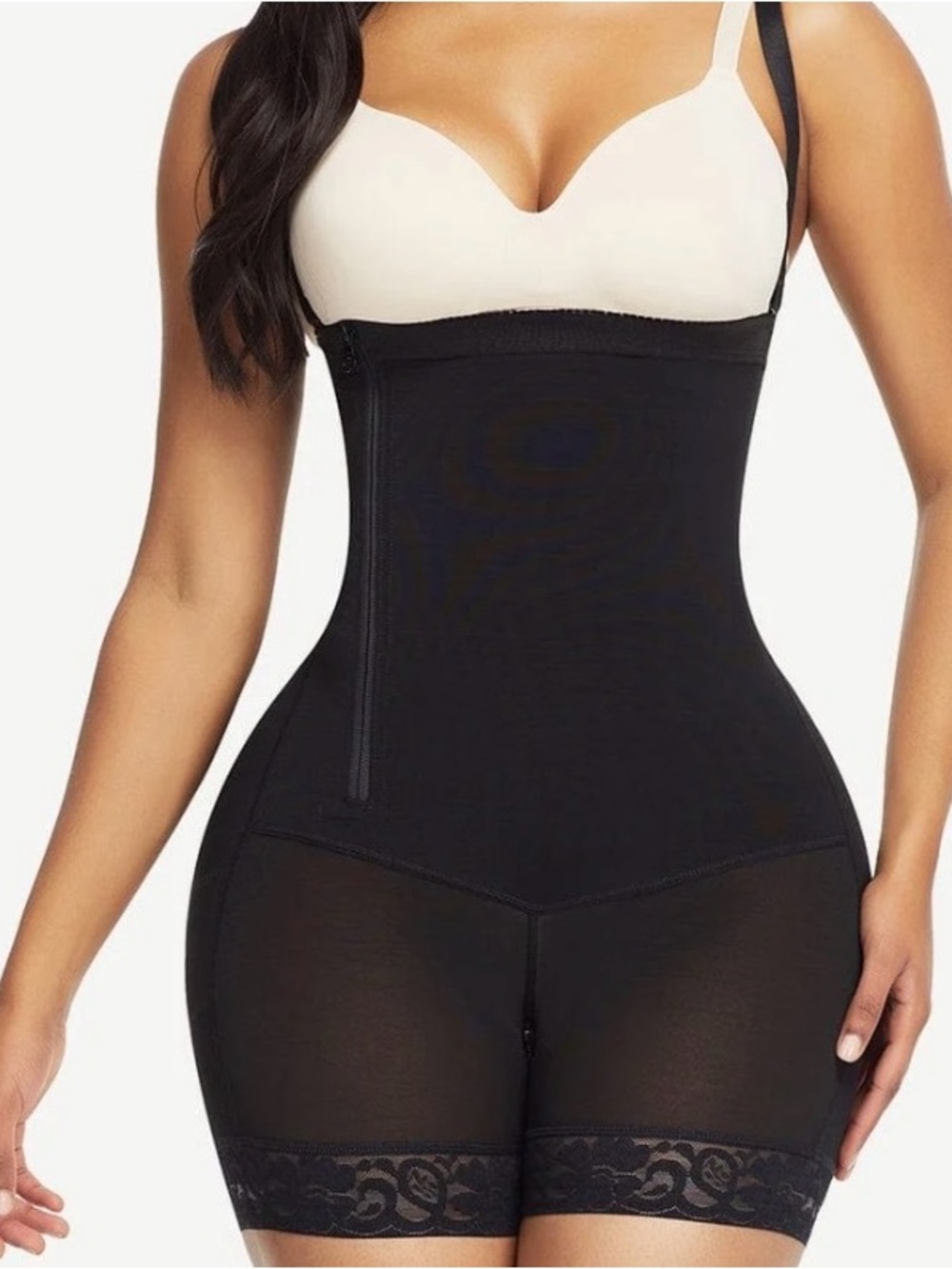 High-Waist Black Waist & Thigh Shaper - Sleek Sculpting Support